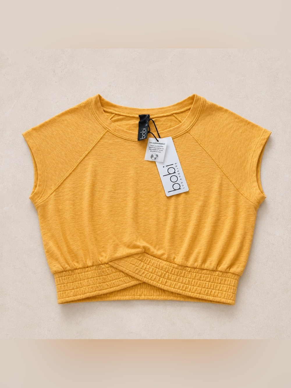 bobi Cropped Twist-Hem Top in Mustard